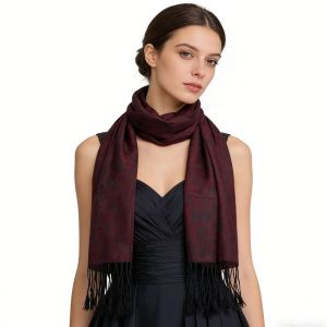 2pcs Foulard Jacquard Floral Magenta Vif, Allure Luxe Soirée