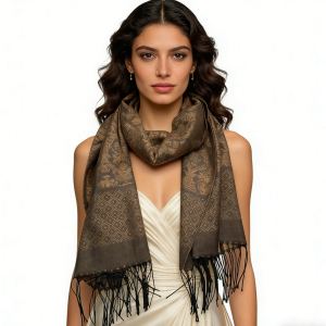 2pcs Foulard Tweed Camel Affaires Casual, Allure Luxe Soirée