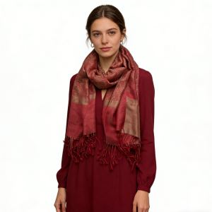 2 Foulards Jacquard Rouge Luxe Lourd