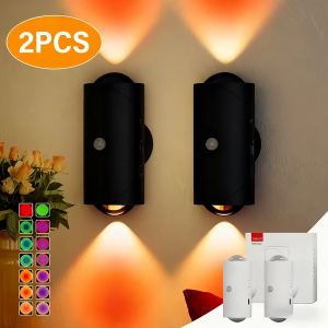 2 veilleuses LED capteur mouvement 7 couleurs batterie rechargeable