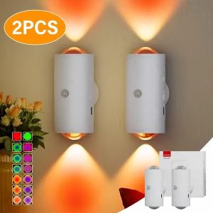 2 veilleuses LED USB-C capteur mouvement, couleurs néon, magnétiques