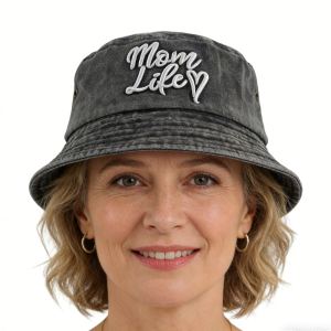 Funny Mom Life Bucket Hat Sun Beach Hats, Washed Cotton Embroidered Outdoor Travel Fisherman Hat For Mama Wife Grandma