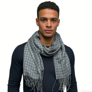 2pcs Foulard acrylique gris à franges, look luxe