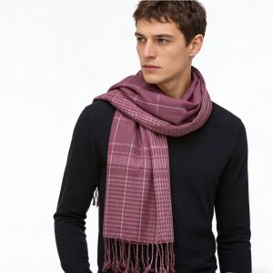 2pcs Bright Color Block Fuchsia Yarn-Dyed Scarf,Luxe Look For Evening Wear,Scarf,vacation,daily Life,evening Party,Office Appropriate Subtlety For Women Men