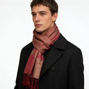 2 Foulards Jacquard Rouge Luxe Lourd