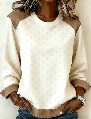 T-Shirt Ample Col Rond Raglan Rétro Femme