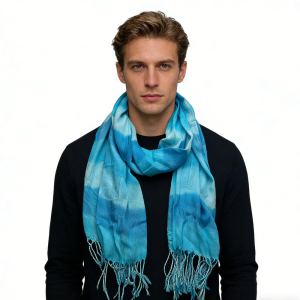 2 foulards turquoise aquarelle imprimés pour femme homme
