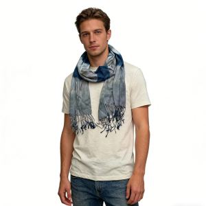 2pc Foulard viscose marine imprimé femme/homme