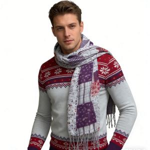 2pc Foulard long lavande motif floral femme
