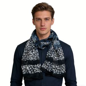 2pc Foulard noir parchemin classique femme/homme
