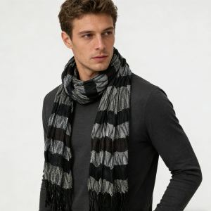 2pc Foulard jacquard texture beige neutre femme