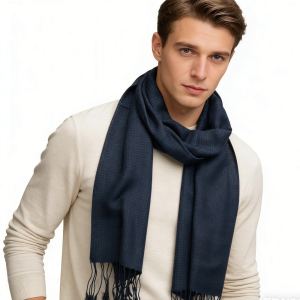 2 foulards marine chevron jacquard, tissage luxe