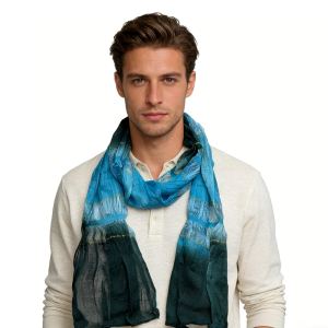 2 foulards scintillants turquoise irisé, coupe étroite