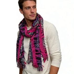 2pcs Extra Long Scarf,Bold Hot P Ink Pattern, Creative Knots Printed Scarf,vacation,daily Life,evening Party,Office Appropriate Subtlety For Women Men