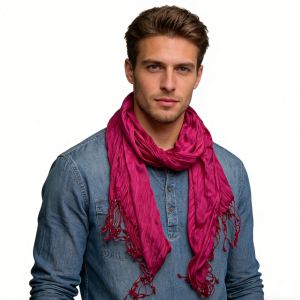 2pc Foulard rose vif texture froissée accrocheur