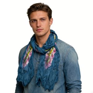 2 foulards turquoise tie-dye coton, doux et respirant
