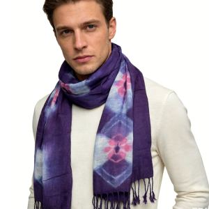 2pc Foulard lilas floral franges mouvementé bohème