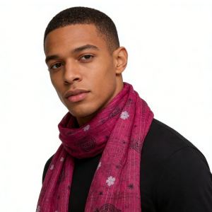 2pcs Foulard carré rose chaud imprimé, look luxe