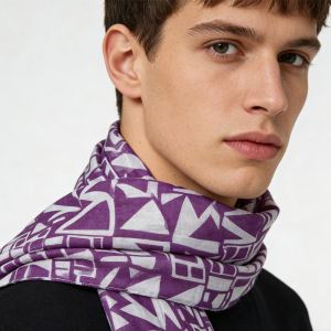 2pcs Foulard carré bohème mauve, look luxe