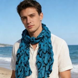 2pc Foulard turquoise imprimé froissé femme/homme
