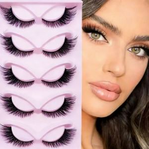 5 paires faux cils extension fluffy, vison faux, look dramatique