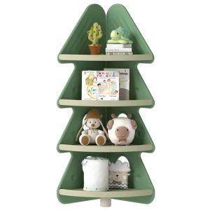 Bibliothèque sapin Noël 4 étages enfants avec barres anti-chute