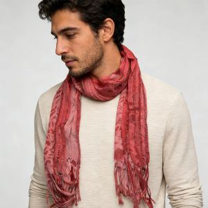 2pcs Foulard bohème long, léopard rose avec fils métalliques