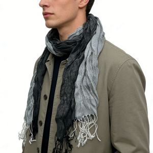 2 foulards longs gris hiver jacquard femme