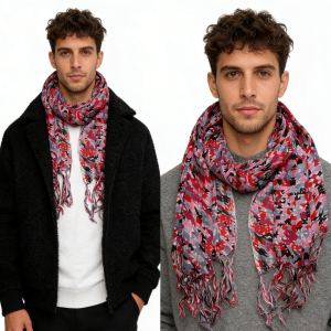 2pcs Foulard long rouge fluide, imprimé floral audacieux