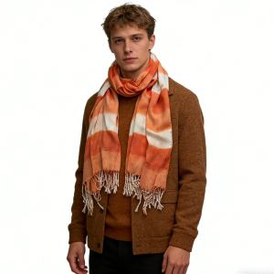 2pc Foulard abstrait corail franges femme/homme