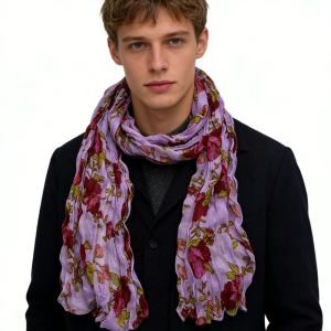 2pc Foulard magenta texturé polyester femme/homme