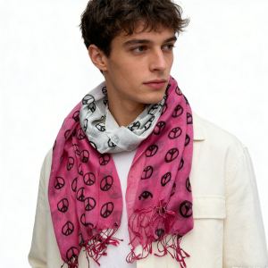 2pc Foulard rose vif semi-transparent femme/homme