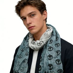2pc Foulard gris motif subtil femme/homme