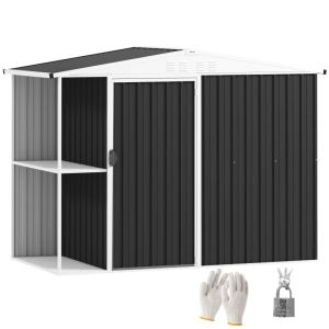 Cabanon jardin 8x4' métal aérations serrure gris