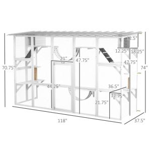 Catio fenêtre grand, étagères, passerelles, multi-chats