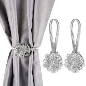 2 Embrasses magnétiques rideaux extensibles florales