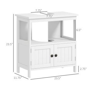 Kleankin armoire évier pédestal, 2 portes, blanc, salle bain