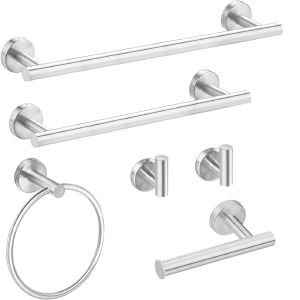 Ensemble 6 serviettes salle bain acier inox nickel brosse