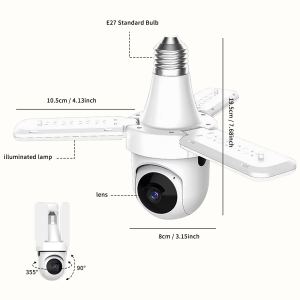 Ampoule ventilateur caméra sécurité 1080P WiFi vision nocturne