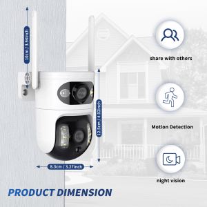 Caméra surveillance dual-lentille 1080P WiFi PTZ vision nuit