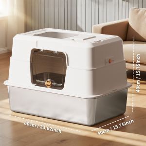 Bac litière acier inox fermé 60-40-40cm - Anti-odeur