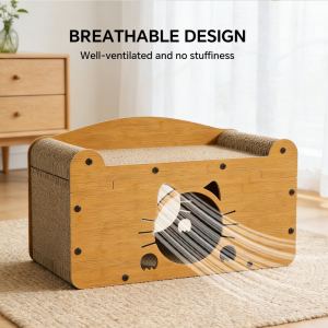 Grattoir chat Moustache 56cm Bois Espace privé