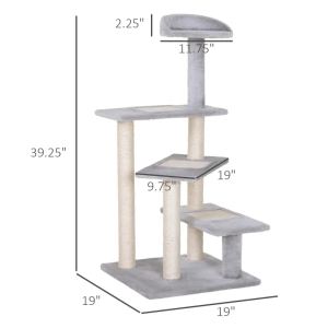 Arbre chat 5 niveaux escalier tournant gris