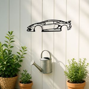 Art mural métal silhouette voiture sport laser-cut