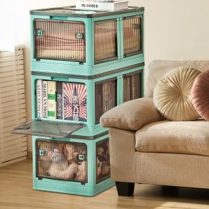 3 Bacs rangement pliables couvercle, 4 portes, 4 roues, organiseur