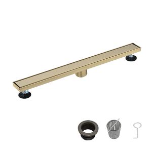Drain linéaire douche 28po acier plat/tuile or brossé