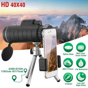 Télescope monocle 40x HD avec support téléphone et trépied