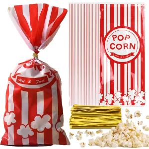 300 sacs pop-corn rayés rouge blanc
