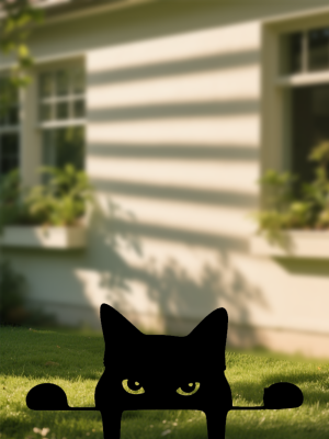 Décor jardin chat métal fantaisiste adorable
