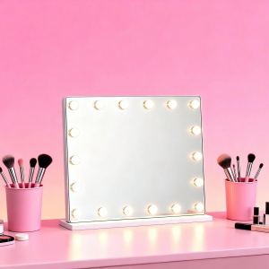 Miroir maquillage LED 15 ampoules rechargeables